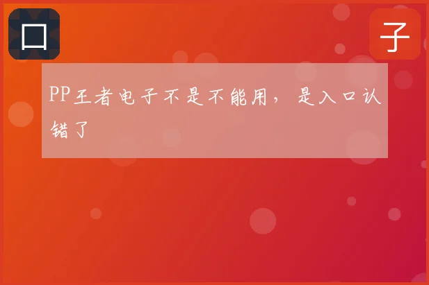 PP王者电子不是不能用，是入口认错了